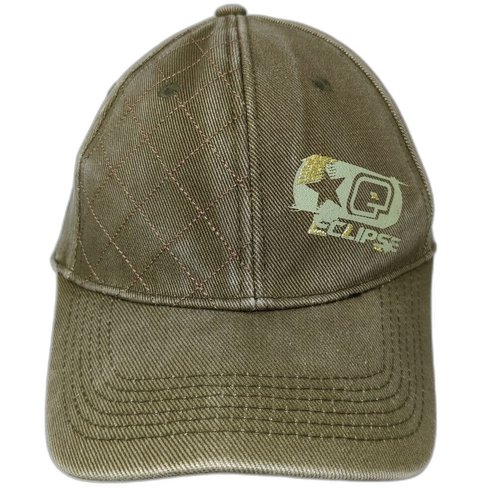 Eclipse Baseball Cap Green M Quilted Panel Embroidered Logo Stretch Fit Hat
